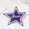 Dunkelblauer sternförmiger Braut-Haarclip mit rosa Bride-Text für Hochzeitsfrisuren - Bride Stern Dekostück (D4-3-6)