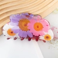 Süße lila und rosa Gänseblümchen-Haarklammer aus durchscheinendem Harz mit Blumenmuster - Lila Rosa Gänseblümchen Stil (B3-1-6)