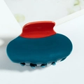 Pinza para el pelo con diseño de bowling en naranja y cian con acabado texturizado - Estilo Bloque de Color Cian Rojo (D2-4-1)