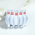 Pinza para el pelo creativa con diseño de bolos en colores blanco y rojo - Estilo Bolo de Bowling (D2-4-2)