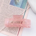 Elegante pinza para el cabello rectangular rosa mate con textura de mármol - Rosa Claro
