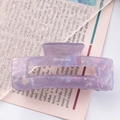 Pinza para el pelo rectangular con patrón de mármol floral morado y rosa mate - Violeta Claro