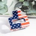 Quadratische Haarklammer im US-Flaggendesign mit roten Streifen und blauen Sternmustern - Standard Flaggen-Stil (D9-4-16) / S