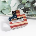 Pinza per capelli quadrata con motivo a bandiera americana vintage su sfondo bianco - Stile Bandiera Invecchiata (D9-4-15) / Piccolo
