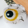 Pinza per capelli unica in acetato bianco marmorizzato con design a occhio giallo - Stile Pupilla Giallo Verde (D4-1-20)