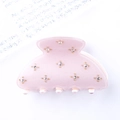 Pink acetate hair claw clip with sparkling rhinestones and gold beads for elegant hair styling - Pink