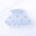 Elegante pinza per capelli azzurra con strass bianchi e accenti floreali dorati - Azzurro