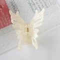 Pinza per capelli a farfalla iridescente con finitura bianco perlato e molla d'oro - Bianco Iridescente