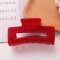 Pince à cheveux rectangulaire rouge foncé scintillante avec finition pailletée - Rouge Foncé À Paillettes (D15-1-8)