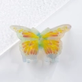 Translucent butterfly hair claw clip with vibrant yellow and orange gradient prints - Bright Yellow Orange Green Gradient Style (c1-3-7)