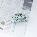 White hair claw clip with green shamrock pattern for St. Patrick's Day celebration - White with Green Shamrock Style (C2-1-12)
