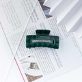 Green checkered St. Patrick's Day hair claw clip with white text on a book background - Dark Green Checkerboard Festive Style (C2-1-13)