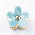Pince à cheveux fleur en marbre bleu avec centre et base en métal doré - Bleu