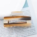 Rectangular amber gradient acetate hair claw clip with vintage stripe pattern design - 琥珀条纹(C10-1-20)