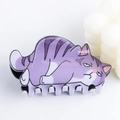 Niedliche lavendelfarbene Katzen-Haarklammer mit 9cm schwarzen Zähnen für Damen - Lila Grumpy Katze (C16-2-4)