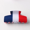 Pince à cheveux à rayures tricolores françaises en résine brillante bleu blanc rouge - Rayure Bleu Blanc Rouge Française (C-2-25)