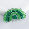 Pinza para el pelo verde de San Patricio con tréboles y patrones de arcoíris - D10-4-23