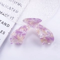 Elegant purple marble textured acetate hair claw clip with a glossy half-moon shape - Purple Marble