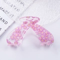 Pink floral butterfly hair claw clip with sweet flower patterns and translucent finish - Pink Floral