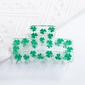 Transparent green clover leaf hair claw clip with rectangular PVC design and 8cm length - Transparent Green Four Leaf Clover Style (C8-1-17)