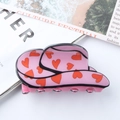 Roze cowboyhoed haarklem met rode hartpatronen en trendy cowgirl-esthetiek - Roze Basis Rood Hart Stijl (D7-2-20)