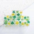 Rectangle hair claw clip with green floral patterns and plaid design on white knit fabric - Yellow Green Floral Pastoral Style (C8-1-18)