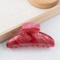 Pink marble pattern acetate hair claw clip with gold glitter finish for women - Magenta