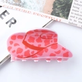 Roze cowboyhoed haarklem met rode koeienprint gemaakt van acetaat materiaal - Roze Gevlekt Patroon Stijl (D7-2-23)