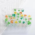 Transparent rectangle hair claw with green shamrock and clover prints for thick hair - Painted Mixed Color Shamrock Style (C8-1-15)