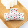 Pinza per capelli rettangolare con motivo a rose rosse su base in acrilico - Stile Quadrato Rosa Rossa (D8-1-15)