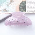 Purple marble acetate hair claw clip with rhinestones and large secure grip teeth - Purple Marble