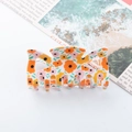 Pince à cheveux en forme de nœud avec motif floral orange et rose éclatant - Floral Orange Rose Vif (C5-2-6)
