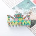 Pince à cheveux à fleurs vert menthe avec des motifs floraux orange et roses - Vert Menthe Floral Coloré (C5-2-3)