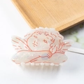 Elegante pinza para el pelo de ángel en acetato crema con contornos rojos para mujer - Angel Shape Style / Estilo Contorno Ángel Cupido (C16-3-13)