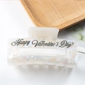 Pinza para el pelo crema efecto mármol con texto Happy Valentine's Day diseño elegante - Estilo de San Valentín con Patrón de Mármol / Estilo Textura Mármol Texto Negro (C16-3-11)