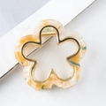 Flower-shaped hair claw in amber marble acrylic with a premium gold-tone metal frame - Amber Yellow (C9-2-7)