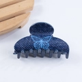 Haarklammer mit Denim-Textur in Blau und hellblauem Schmetterlingsmuster für Damen - Dunkelblauer Schmetterling Denim-Textur (D2-2-11)