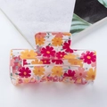 Pinza per capelli rettangolare da 8 cm con stampa di girasoli e fiori di ciliegio colorati - Fiori Colorati (C-4-24)