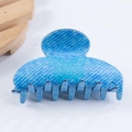 Haarklammer mit blauem Denim-Muster-Struktur auf einem eleganten 7cm PVC-Fächerdesign - Blaue Denim-Textur (D2-2-10)