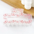 Pinza per capelli rettangolare con cuori rossi su base in acrilico trasparente - Stile Doppio Cuore (A11-2-25)