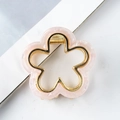Haarklammer in Blumenform mit rosa Marmormuster und goldener Metallfeder für Damen - Rosa Weiß Marmor