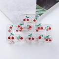 Pinza per capelli rettangolare trasparente con stampa di ciliegie rosse e foglie - Ciliegia Rossa (C-4-20)
