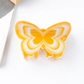 Pinza per capelli a farfalla gialla in acetato con eleganti motivi alari marmorizzati - Onda Gialla (D8-1-1)