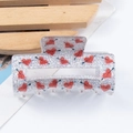 Silver glitter hair claw clip with red arrow-pierced heart patterns for women - Silver Glitter Heart Style (C7-3-10)