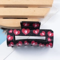 Glittery black hair claw clip with red hearts and cupid motifs for Valentine style - Black Glitter Cupid Style (C7-3-8)
