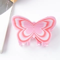 Pink butterfly hair claw clip with artistic wave patterns and elegant white borders - Pink Wave (B31-4-14)
