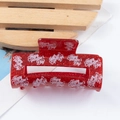 Sparkly red glitter hair claw clip with Happy Valentine's Day text on acrylic - Red Glitter Festive English Text Style (C7-3-9)