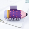 Purple pencil-shaped hair claw clip with red heart patterns for Valentine decor - Purple Heart Pattern (D22--1-4)
