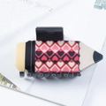 Pencil-shaped hair claw with red and pink heart patterns on a glossy finish - Multicolor Heart Pattern (D22-1-7)