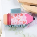 Molla per capelli a forma di matita con cuori rosa e dettagli in azzurro - D17-4-5